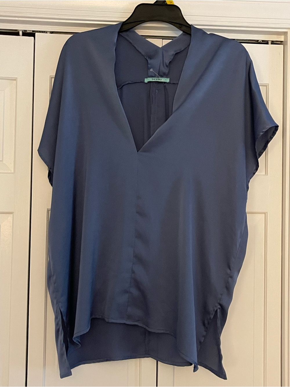 Karlie Slate Blue V-Neck Dolman Sleeve Blouse
